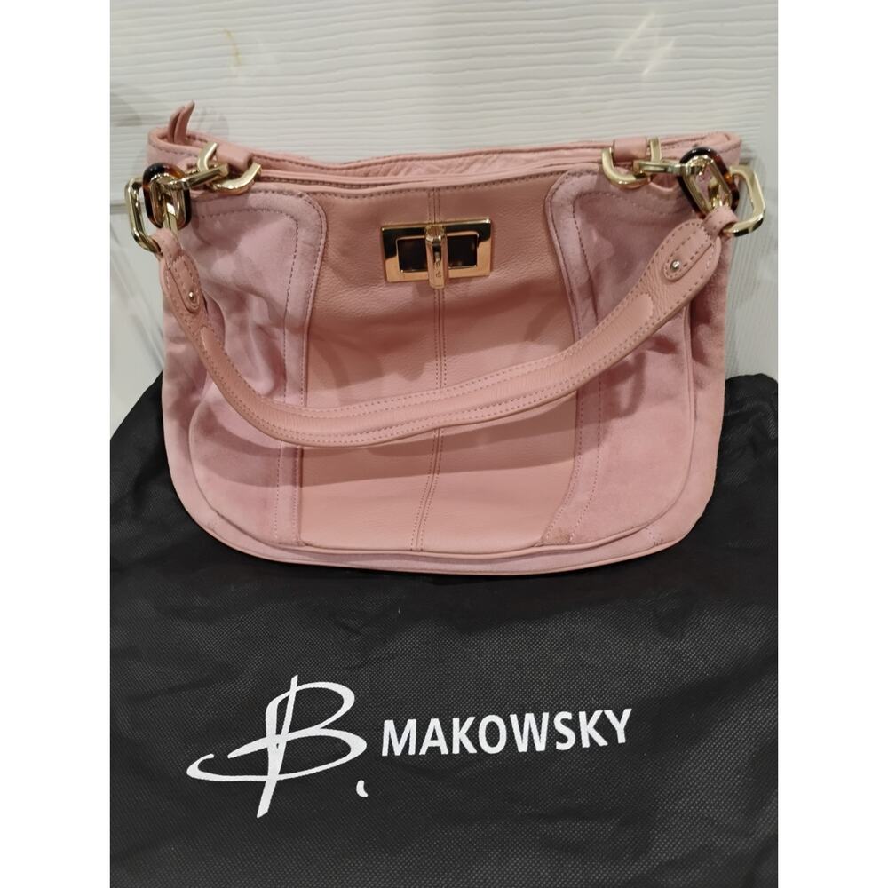 B Makowsky Leather Suede Mauve Pink Handbag w dust cover